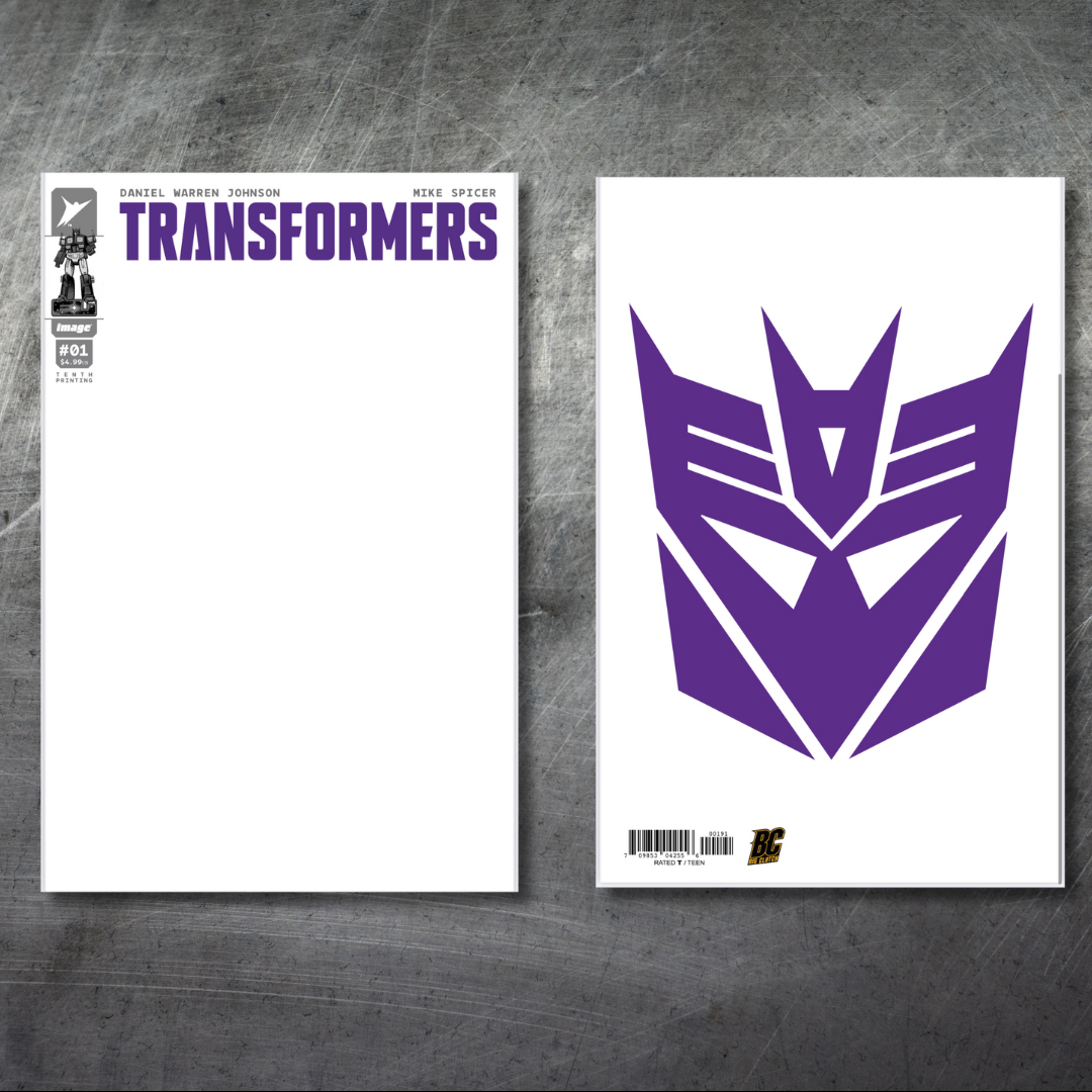 Transformers #1 10th Print Blank Sketch Cover PURPLE Foil Logo Decepticon Var